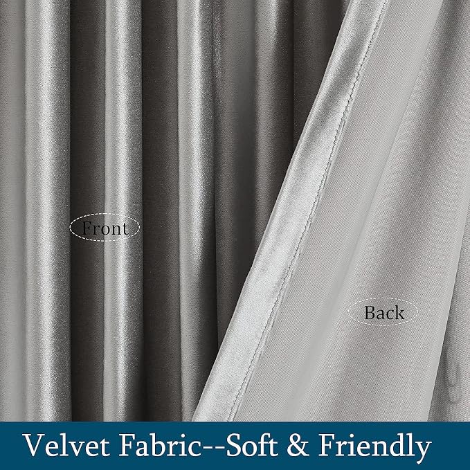 PRIMROSE Light Grey Curtains 90 inch for Living Room,2 Panels Drapes Blackout Rod Pocket Back Tab Window Treatment Room Darkening Thick Decorative Curtains for Bedroom