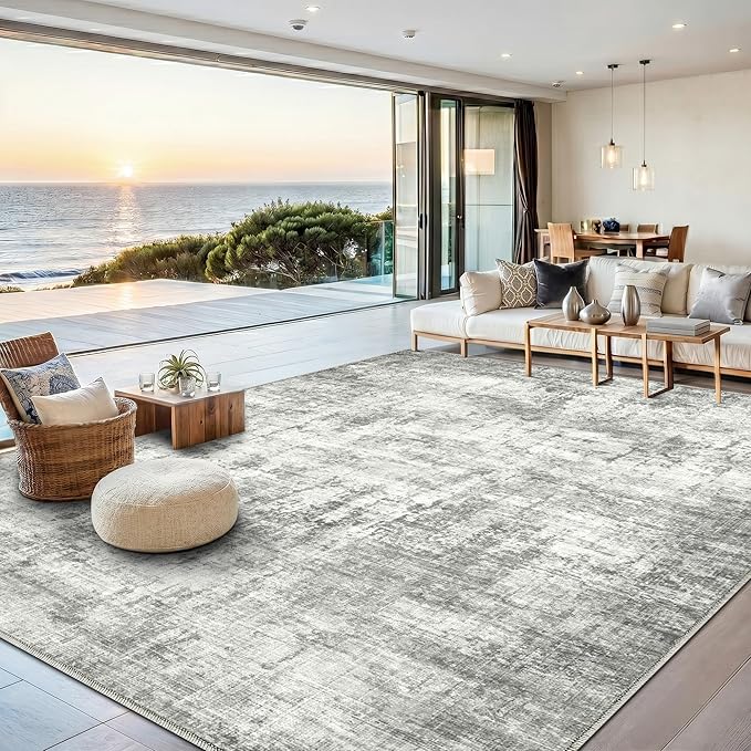 6x9 Area Rugs Washable Living Room Rug-No Slip Soft Carpets Modern Abstract Indoor Floor Stain Resistant Carpet for Bedroom Dining Room Farmhouse Nursery Home Office Grey