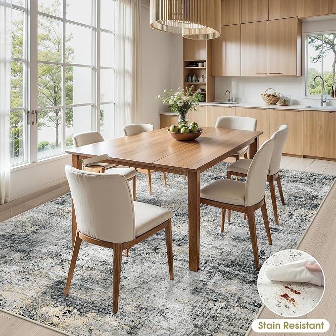 10x14 Area Rugs Living Room Rugs: Large Washable Rug with Anti-Slip Backing Non-Shedding Stain-Resistant Soft Abstract Carpet for Bedroom Dining Room Nursery Home Office Black Grey Brown