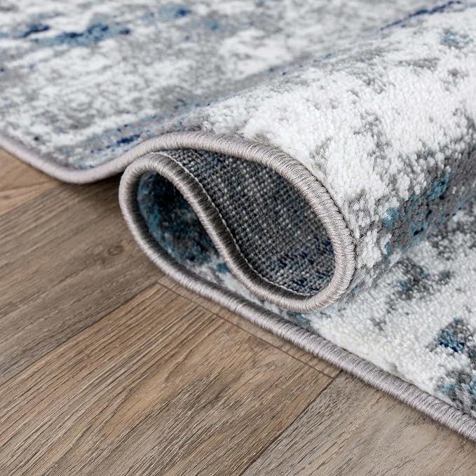 Rugshop Watercolor Distressed Modern Bohemian Area Rug Blue 6'6" x 9'