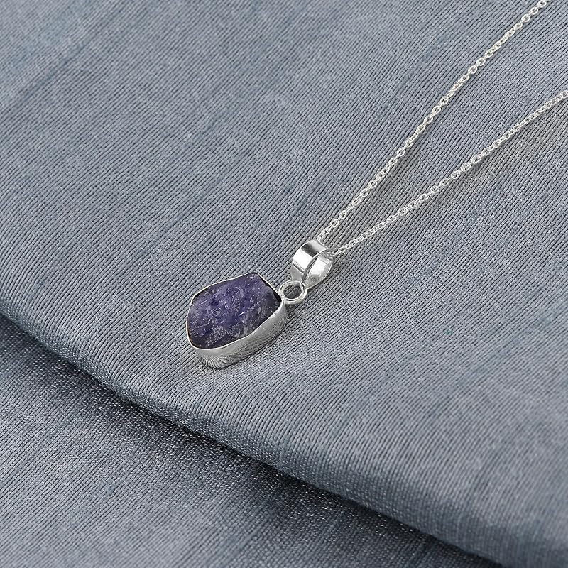 Natural Real Raw Tanzanite Crystals Bezel Pendant Necklace, Birthstone, Healing Rough Gemstone, 925 Sterling Silver Jewelry 18 inch (1 pendant)