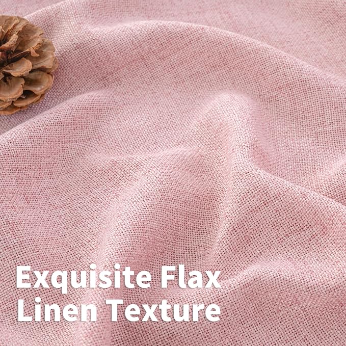 YoungsTex Light Pink Linen Curtains 63 Inch Length for Living Room Window, Light Filtering Drapes with Bronze Grommet Privacy for Bedroom Decorative, 52 x 63 Inch, 2 Panels