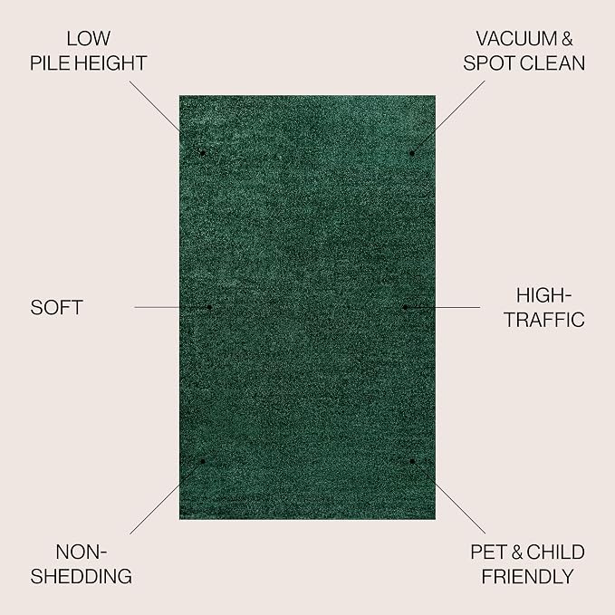 JONATHAN Y Haze Solid Low-Pile Emerald 6x9 Oval Indoor Area Rug, Coastal,Bohemian,Minimalist,Classic, Easy-Cleaning for Living Room,Bedroom,Kitchen,Pet Friendly,Non-Shedding (SEU100L-6OV)