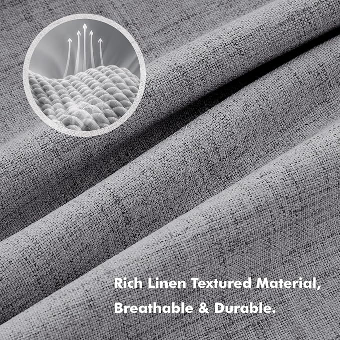 MIULEE 100% Blackout Linen Curtains 42 x 63 Inch Glacier Gray 2 Panels | Thermal Insulated, Room Darkening Drapes for Bedroom Living Room, Back Tab Rod Pocket Pinch Pleated, Solid Luxury Decor