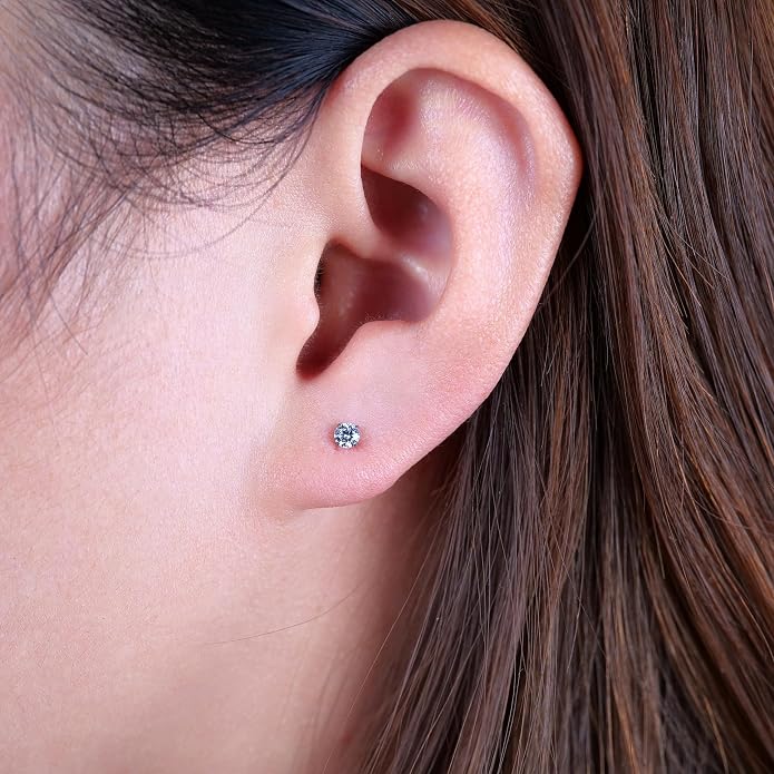 Limerencia 2Pcs 18g Titanium Internally Threaded Tragus Piercing Jewelry Nose Studs Flat Back Earrings Labret, Lip, Helix, Cartilage, Conch, Medusa Piercing for Women Men Sensitive Ears