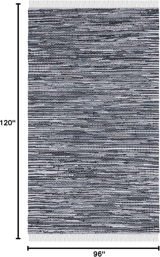 SAFAVIEH Area Rug 8x10 - Montauk Collection - Large - Grey & Black, Handmade Flat Weave Cotton, Ideal for Living Room, Bedroom, Office, Dining Space (MTK251F)