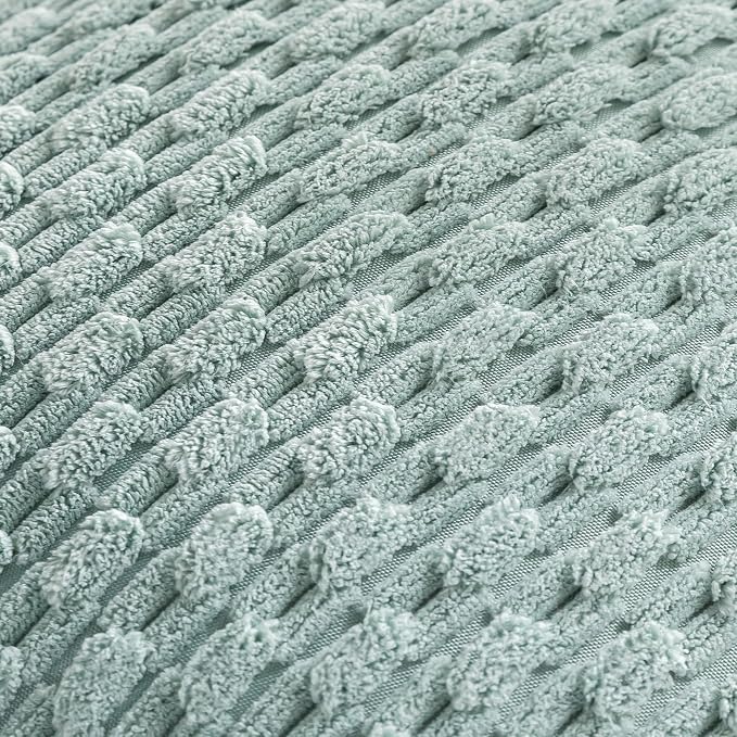 Set of 4 Aqua Decorative Throw Pillow Covers 18x18 Inch Corduroy Pillow Covers for Bed Couch Sofa Living Room Soft Square Cushion Cases