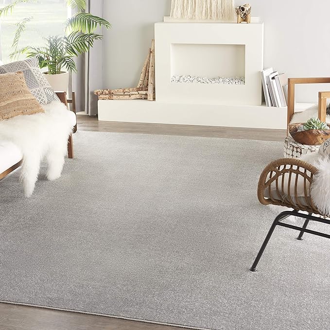 Nourison Home Nourison Essentials Silver Grey 8' x 11' Area Rug - Easy Clean, Non Shedding, Bed Room, Living Room, Dining Room, Kitchen (8' x 11')