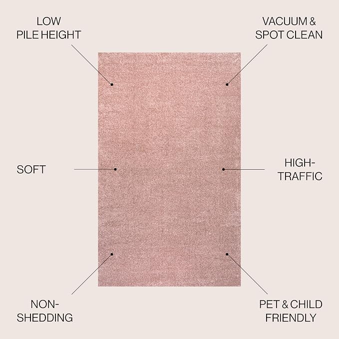 JONATHAN Y Haze Solid Low-Pile Pink Indoor Area Rug 12x15, Coastal,Bohemian,Minimalist,Classic, Easy-Cleaning for Living Room,Bedroom,Kitchen,Pet Friendly,Non-Shedding (SEU100P-15)