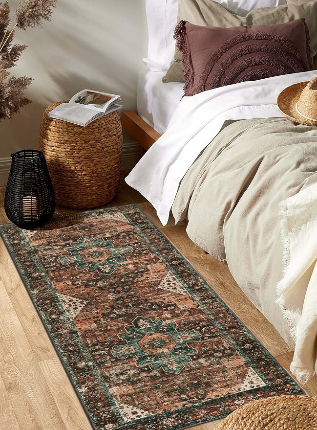 Moynesa Ultra-Thin Washable Runner Rug - 2x5 Laundry Room Rug Low Pile Hallway Rug Runner, Non Slip Non Shedding Pet Friendly Indoor Floor Carpet Runner for Bathroom Kitchen Living Room Bedside