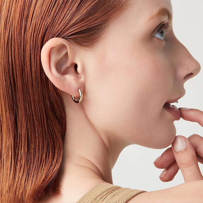 925 Sterling Silver or 18K Gold Plated 2.5mm High Polished Lightweight Small Huggie Hoop Earrings for Women/Made in Italy