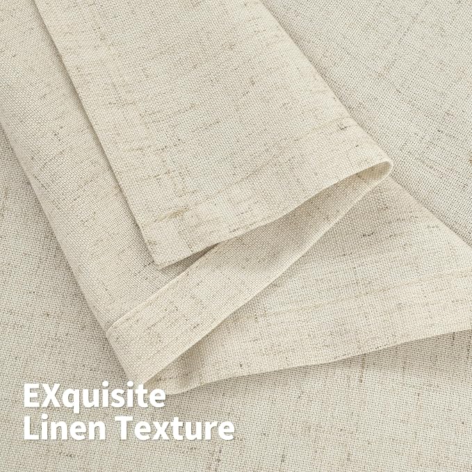 YoungsTex Beige Linen Kitchen Window Curtains, Short Light Filtering Drapes with Grommet Rustic Style for Cafe Bathroom Windows, 42 X 40 Inch, 2 Panels