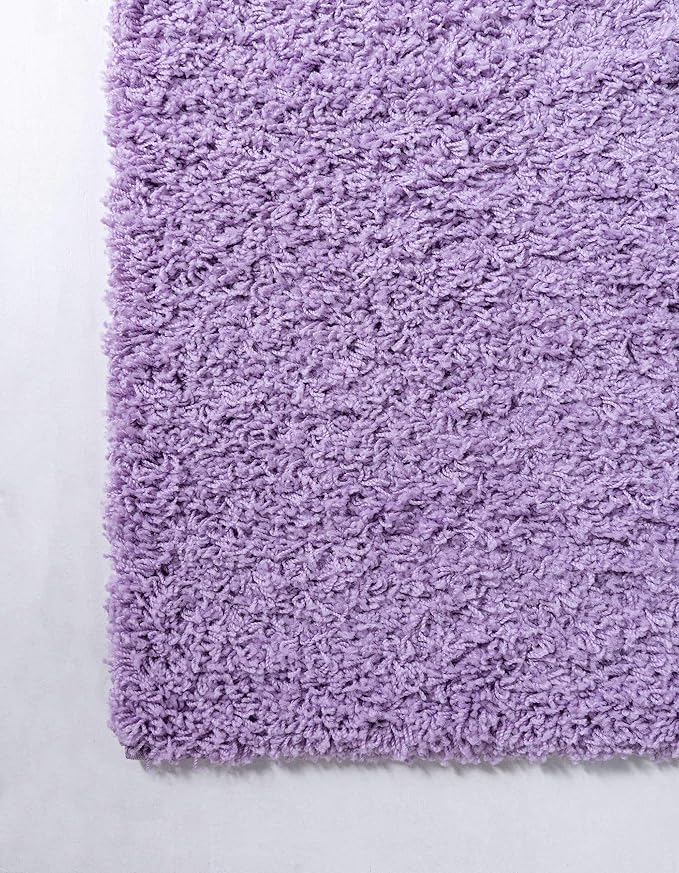 Unique Loom Solid Shag Collection Area Rug (9' x 12' 2" Rectangle Lilac)