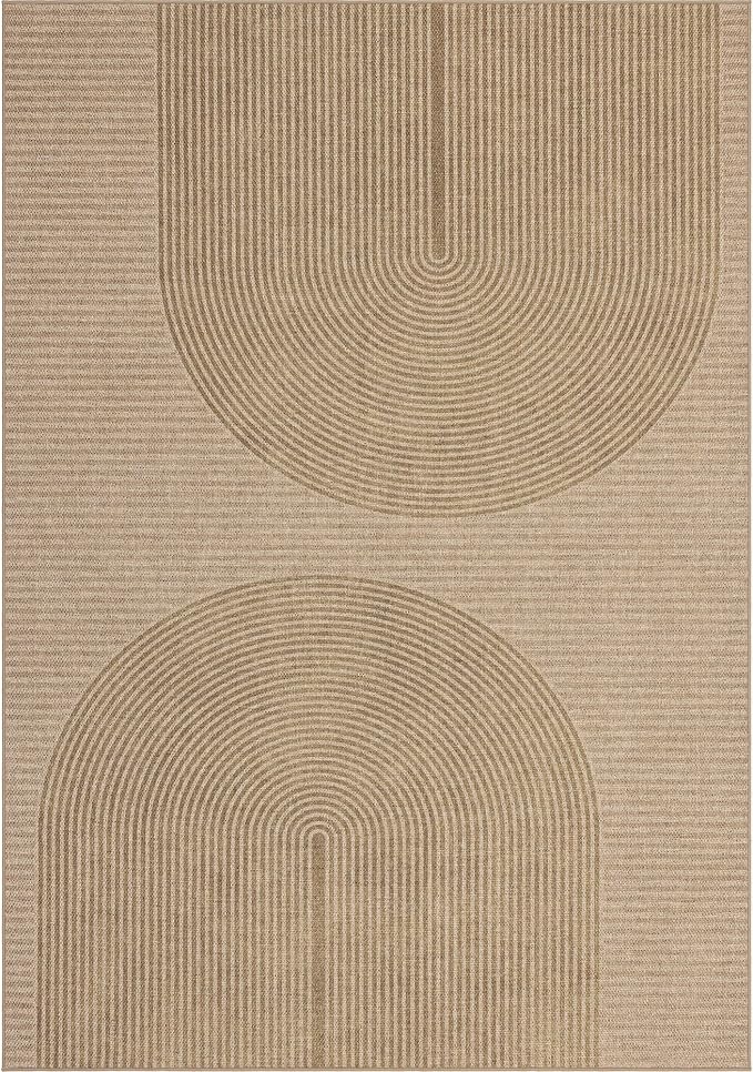Easy Jute Rug for Pet Homes: 6x8 Outdoor Rug - Geometric Arch Pattern | Washable Design Cuts Your Cleaning Time by 75% and Maintain Shape and Texture after 50 Washes