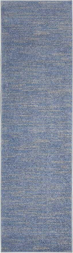 Nourison Home Nourison Essentials Blue Grey 2'2" x 7'6" Area Rug - Easy Clean, Non Shedding, Bed Room, Living Room, Dining Room, Kitchen (8' Runner)