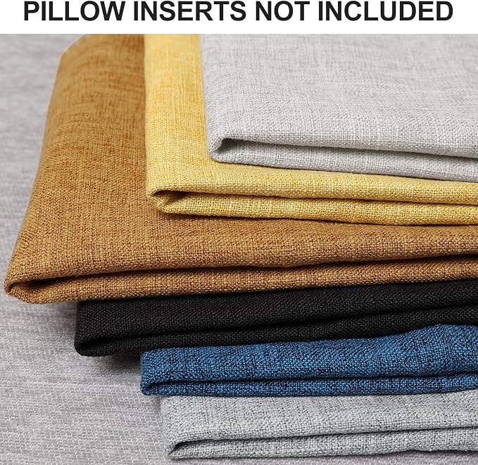 decorUhome Bronze Faux Linen Outdoor Throw Pillow Covers 18x18 Set of 2 | Fall Decorative Textured Neutral Modern Farmhouse Pillow Covers with Stitched Edge for Couch Sofa Bed Living Room