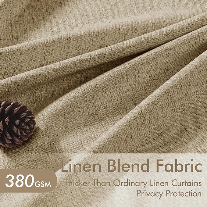 MIULEE Pinch Pleated Thick Linen Curtains 84 Inch 4 Panels Set Back Tab Memory Trained Pinch Pleat Semi Sheer Light Filtering Privacy Let Light in Window Drapes for Living Room Bedroom Copper Brown