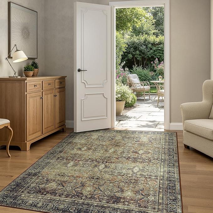 Lofus 3x5 Area Rug for Entryway,Brown Non Slip Area Rugs for Kitchen, Washablee Soft Rugs for Bedroom, Living Room, Tool Room Nursery Room Decor