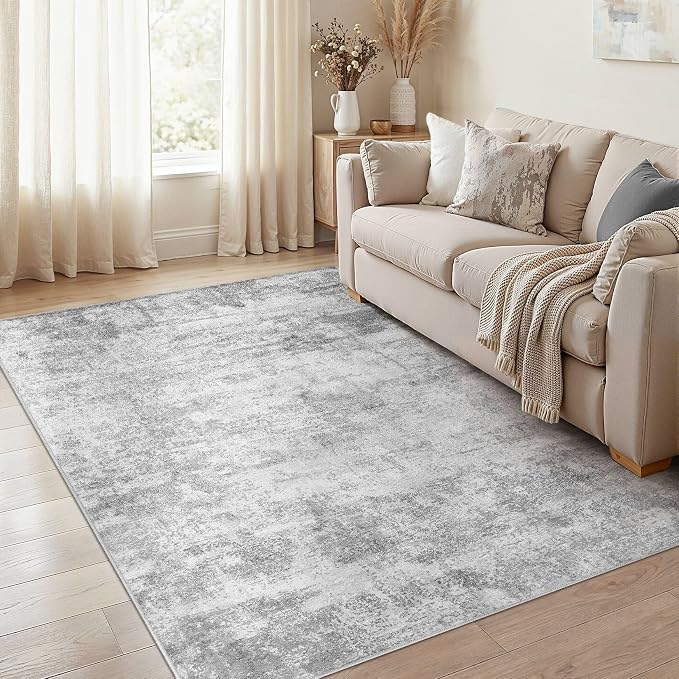 cotiled 5x7 Area Rugs Abstract Soft Non Slip Washable Living Room Rug | Stain Resistant, Robot Vacuum & Pet Friendly, Low-pile, For Living Room, Bedroom, Dining Table, Nursery Grey