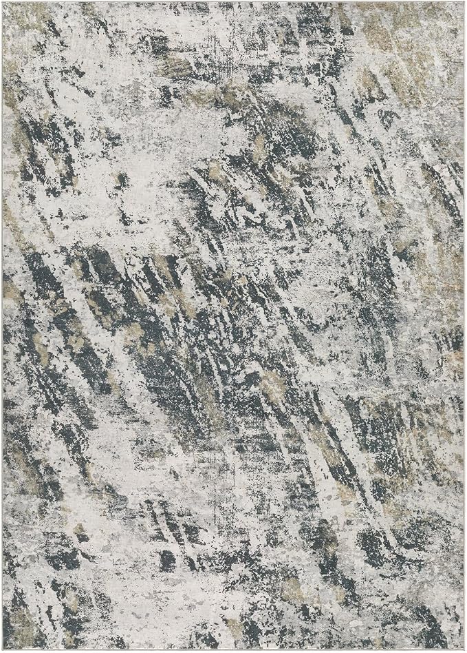 DMOYEST Area Rug Living Room Rugs - 6x9 Large Soft Indoor Neutral Modern Abstract Low Pile Washable Rug Carpet for Bedroom Dining Room Farmhouse Home Office-Black Gold/Grey