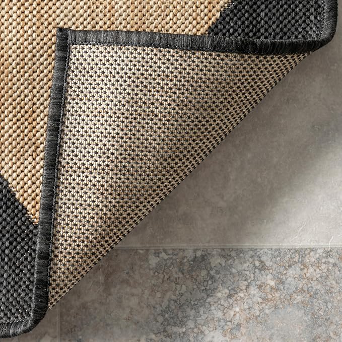 Nuloom Outdoor Performance Collection Sabina Dark Grey/Ivory, 2' x 6', Soft, High Traffic, Stain Resistant, Easy Clean, Durable Runner for Indoor/Outdoor Patio, Deck, Porch, Garden, Courtyard