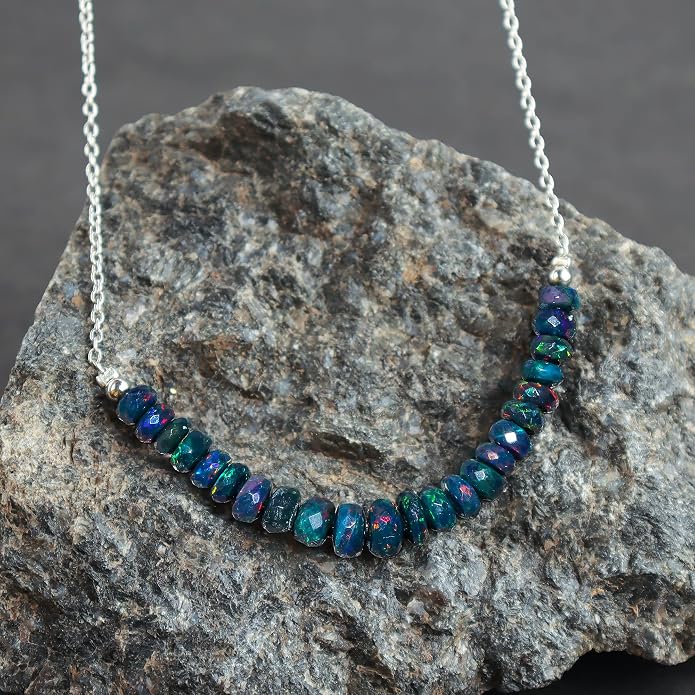 Natural Gemstone Pendant Necklace for Women Handmade Birthstone Healing Crystal Jewelry Chain 20" Stone Birthday Christmas Wedding Gifts for Her