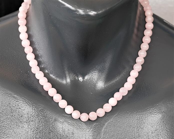 Natural Gemstone Beaded Choker Necklace | 8mm Handmade Adjustable Jewelry for Men & Women | Chakra Balancing Crystal Necklace | Spiritual Gift | Macrame Cord with Extender