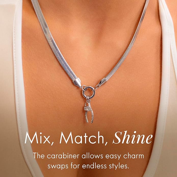 Destin Jewelry 18K Gold Plated Herringbone Necklace for Women and Men, Waterproof Flat Snake Chain, Stainless Steel Non Tarnish Layering Necklace
