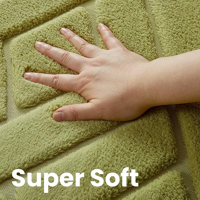 Macgace Ultra Soft Green Area Rug for Living Room, 6x9 Modern Geometric Shag Rugs with Nonslip Backing for Bedroom, Washable Fuzzy Carpet for Cozy Kids Room