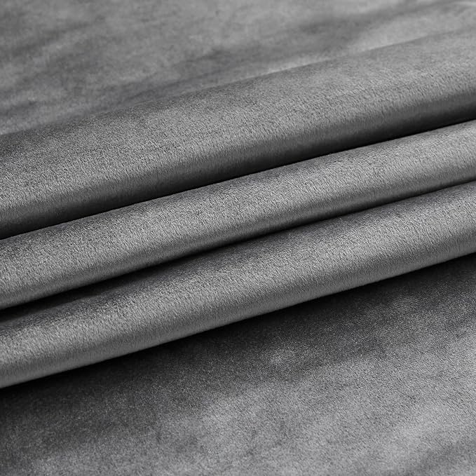 PRIMROSE Dark Grey Velvet Curtains 63 inch Long for Living Room,Set of 2 Panels Blackout Rod Pocket Back Tab Window Treatment Room Darkening Heavy Decorative Curtains Drapes for Bedroom