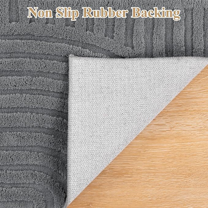 Pauwer 8x10 Washable Area Rugs for Living Room Modern Grey Solid Color Soft Fluffy Rugs for Bedroom Non Slip Boho Accent Indoor Mat Floor Carpet Cover for Kids Room Dining Room Kitchen Office