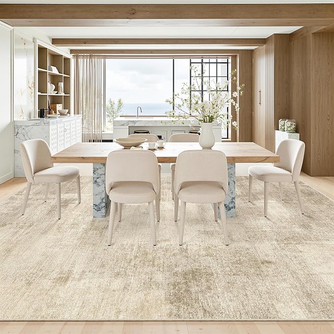 zesthome 10x12 Washable Rug, Brown Area Rugs for Living Room Large Carpet | Stain Resistant , Non-Slip Backing,Low Pile Soft Large Carpet, Modern Abstract Rug for Bedroom Nursery Home Office 10'x 12'