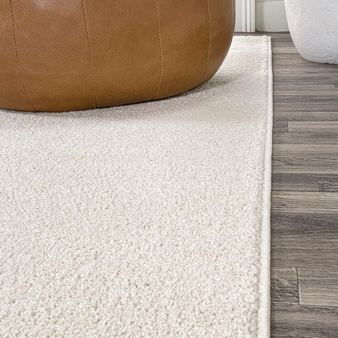 JONATHAN Y Haze Solid Low-Pile Cream 3x5 Oval Indoor Area Rug, Coastal,Bohemian,Minimalist,Classic, Easy-Cleaning for Living Room,Bedroom,Kitchen,Pet Friendly,Non-Shedding (SEU100T-3OV)