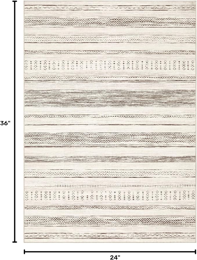 Tortania Area Rug Living Room Rugs - 2x3 Washable Soft Neutral Boho Moroccan Farmhouse Mat Indoor Floor Carpet for Bedroom Hallway Entryway Kitchen Home Office Decor - Beige