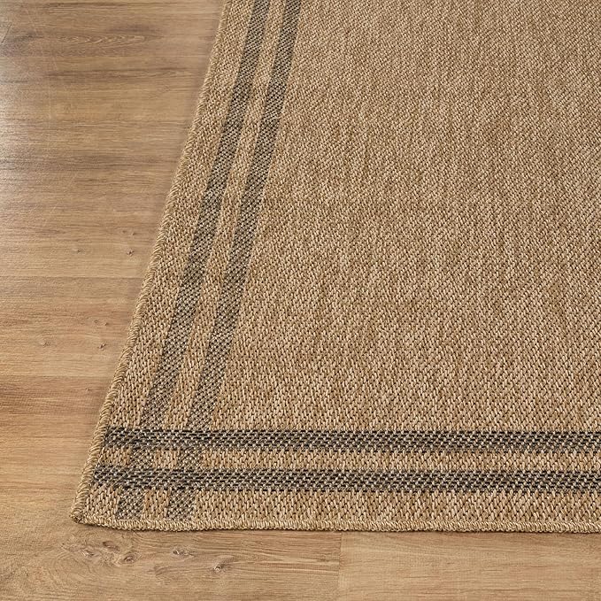 Luul Home Easy Jute Rugs 6x9 Bordered Natural Color Living Room Indoor Outdoor Area Rug for Patio and Kitchen Rug High Traffic Washable Easy to Clean Solid Boho Woven Design Outside Carpet (6 x 9)