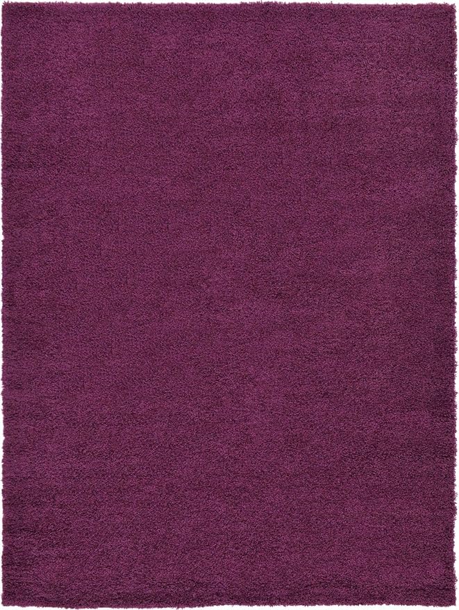 Unique Loom Solid Shag Collection Area Rug (8'x 11' Rectangle, Eggplant Purple)