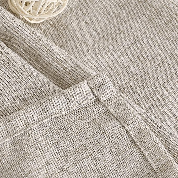 YoungsTex Natural Linen Curtains 63 Inch Length 2 Panel Linen Textured Curtains with Bronze Grommet Light Filtering Window Drapes for Living Room, 60 X 63 Inch
