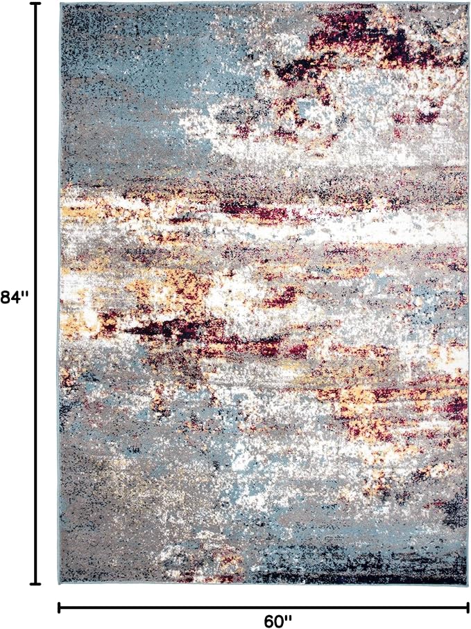 Rugshop Watercolor Distressed Modern Bohemian Area Rug Multi 5' x 7'