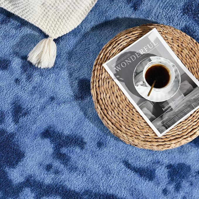 Gifeas Large Ultra Soft Modern Area Rugs for Living Room Bedroom, 5x8 Feet Tie-Dyed Navy Blue Thickened Memory Foam Indoor Carpets, Non-Slip Comfy Rug for Boys Girls Nursery Room Home Decor