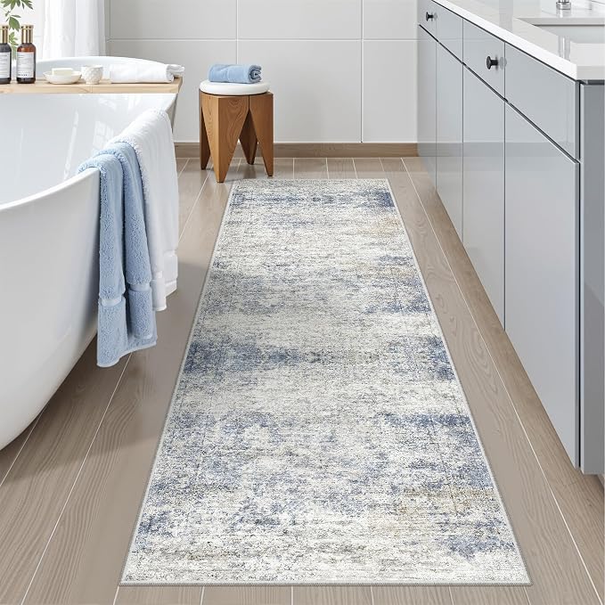 2x5 Rug Runners for Hallways Non Slip,Kitchen Rugs,Blue | Washable Rugs for Kitchen,Entryway,Bedroom,Bathroom,Nursery Room,Thin,Soft Runner Rug,Stain Resistant Indoor Carpet