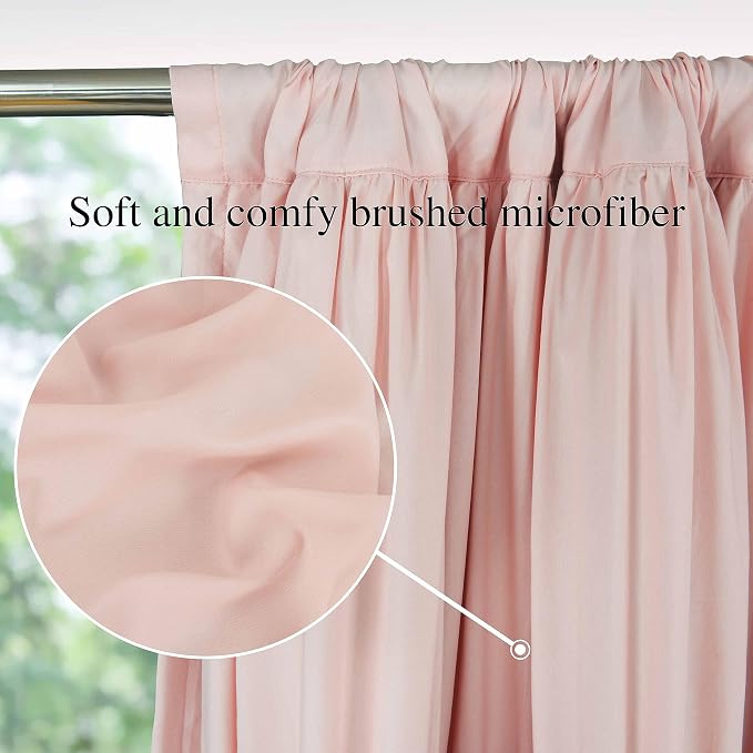 Homechoice Decor Thermal Insulated Window Curtains, 54"W x 84"L x 2 Panels | Boho Ruched Blackout Window Treatments with 3 Rows of Butterfly Flowers, Rustic Rod Pocket Drapes, Peach Pink (LQ-30)