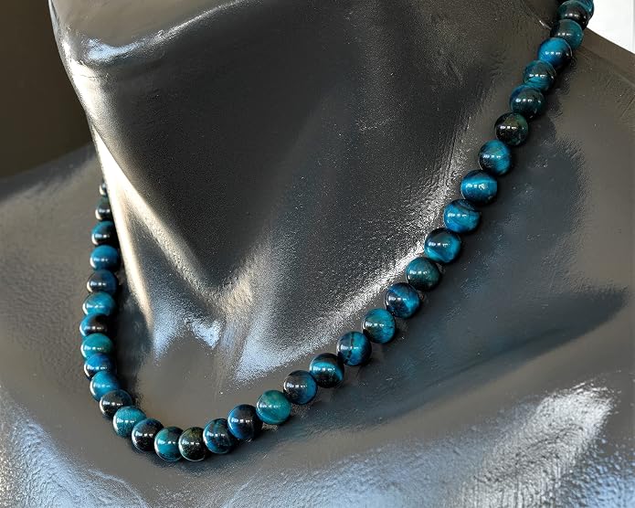Natural Gemstone Beaded Choker Necklace | 8mm Handmade Adjustable Jewelry for Men & Women | Chakra Balancing Crystal Necklace | Spiritual Gift | Macrame Cord with Extender