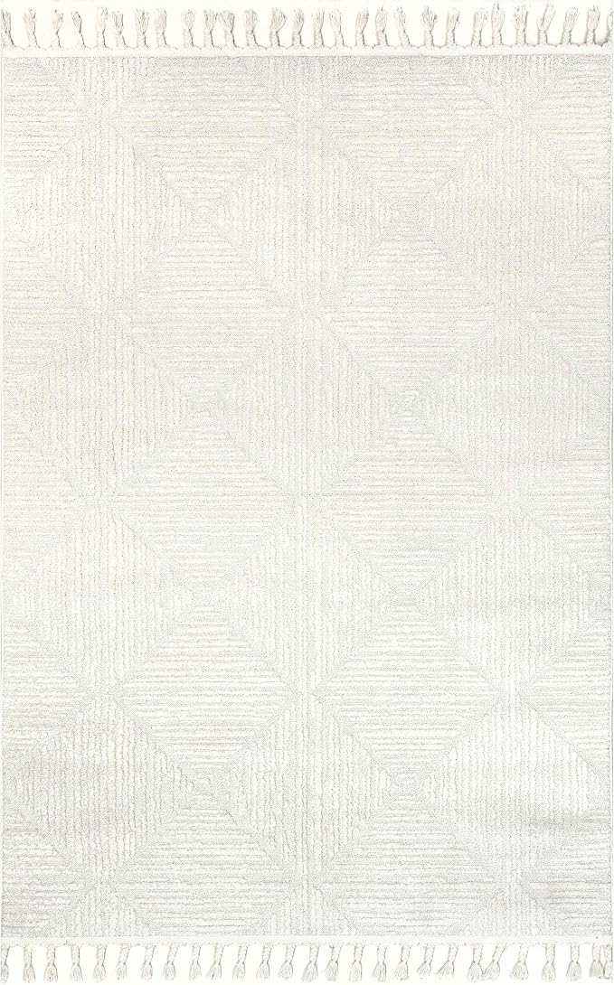 Nuloom Kerry Cream, 6' Square, Geometric, Soft and Cozy, High Traffic, Stain Resistant, Easy Clean, Durable Area Rug for Bedroom, Living Room, Dining Space, Den, Foyer, Entryway