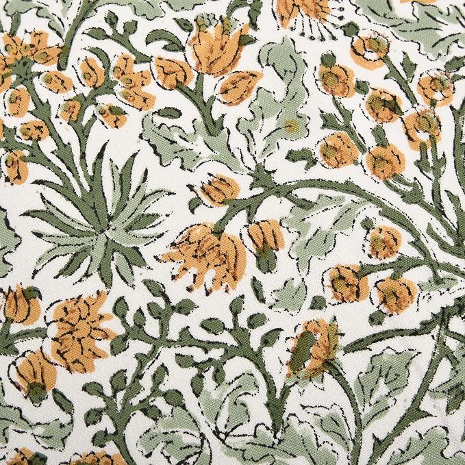 Ridhi Block Print Goldenrod Yellow Pillow Cover 16" x 16" (Pack of 2) Decorative Couch Pillows for Living Room, Farmhouse Chic Boho Cute Outdoor Pillows Covers Gifts for Spring, Mother's Day