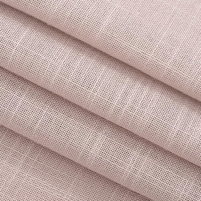 Blush Pink Curtains for Living Room Back Tab Modern Farmhouse Semi Sheer Curtains 84 inches Long 2 Panels Set Muted Neutral Window Curtain for Dining Room Bedroom 52x84