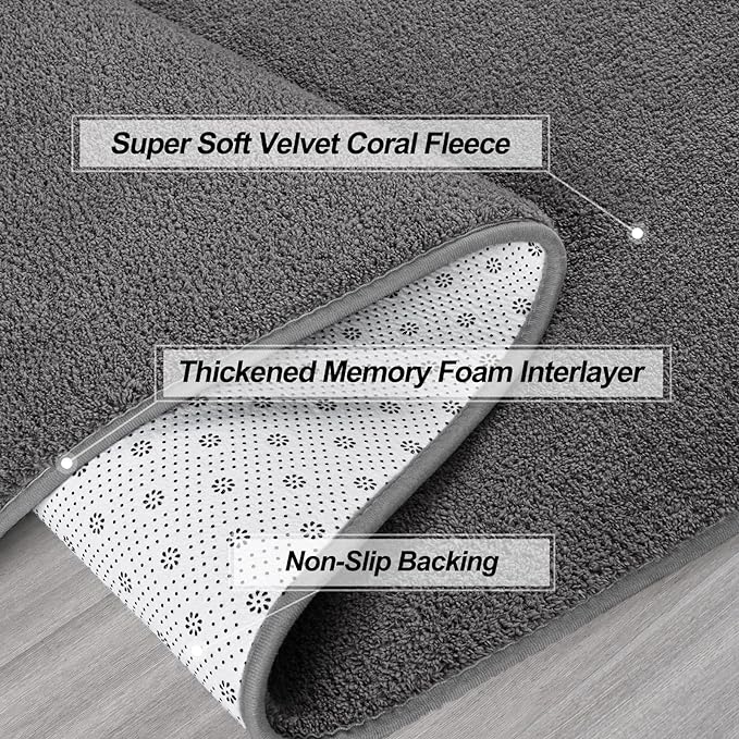 Gifeas Ultra Soft Modern Runner Rugs for Living Room Bedroom, 2x6 Feet Dark Grey Thickened Memory Foam Indoor Solid Minimalist Carpets, Non-Slip Comfy Area Rug for Boys Girls Nursery Room Home Decor