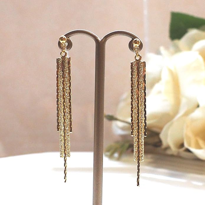 Comfortable Stick Invisible Clip On Earrings Gold Dangle Long Waved Threader Bar Clip-On Non Pierced Earrings Silver For Women,…