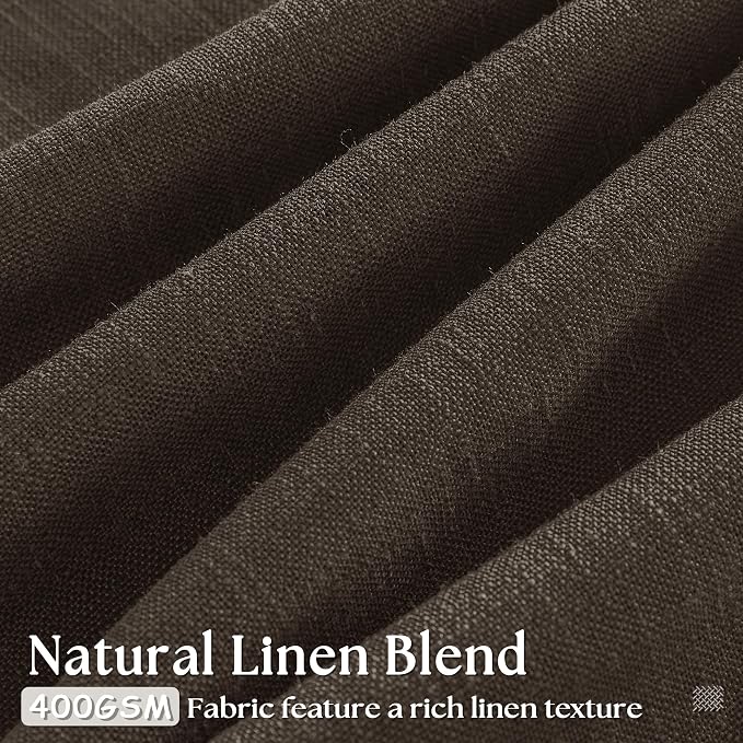 Dark Chocolate 90 Inch Pinch Pleated Semi Sheer Linen Curtains 2 Panels | for Living Room Bedroom, Memory Training Shaped, Light Filtering, Pinch Pleat Drapes with Hooks Rings, Window Curtains 40x90