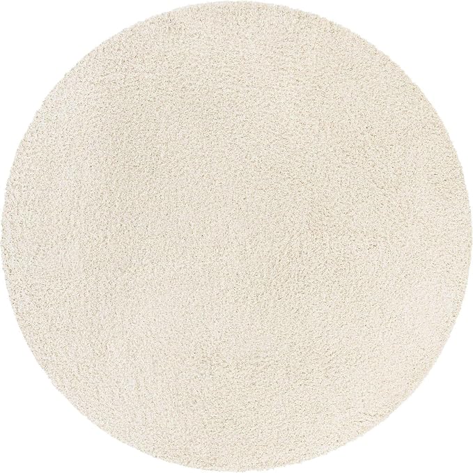 Unique Loom Solid Shag Collection Area Rug (10' 2" Round, Snow White)