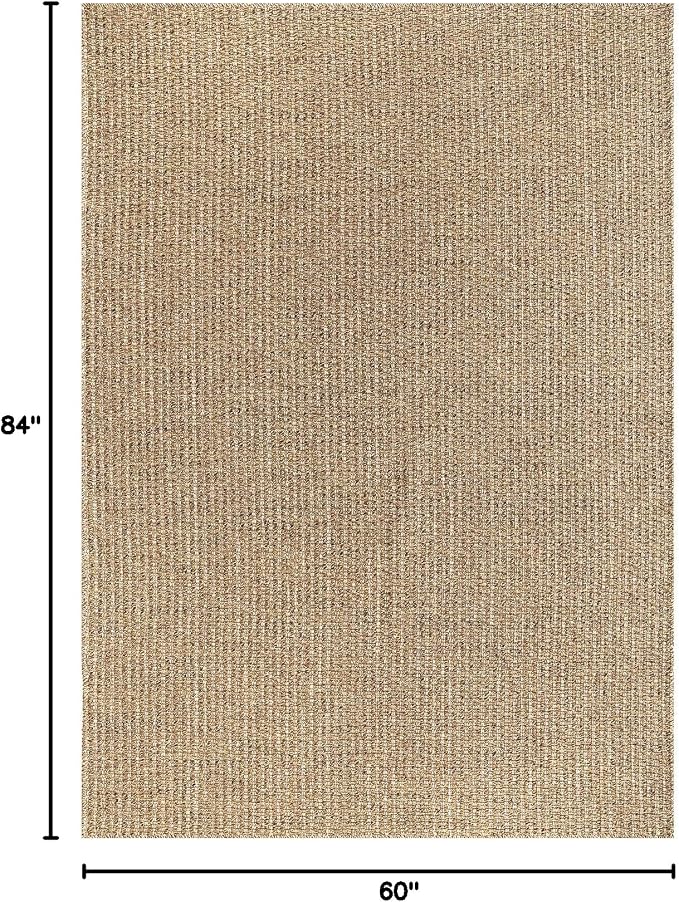 Luul Home Easy Jute Rugs 5x7 Natural Color Living Room Indoor Outdoor Area Rug for Farmhouse Patio and Kitchen Rug High Traffic Washable Easy to Clean Solid Boho Woven Design Outside Carpet (5 x 7)
